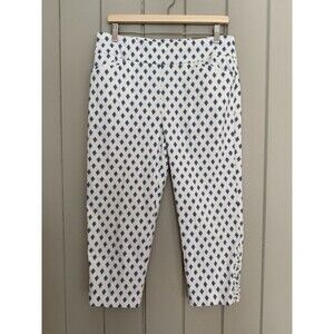 NWT Chico's Perfect Stretch Josie Slim Capri Pants 1.5 US 10 Blue White Pull-On